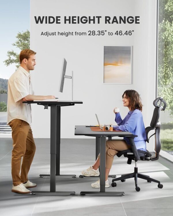 ErGear Height Adjustable Electric Standing Desk, 48 x 24 Inches Sit Stand up Desk, Memory Computer Home Office Desk with Two-Piece Desktop (Black)