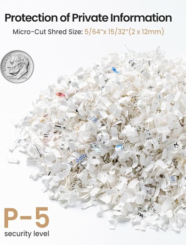 200-Sheet Micro-Cut Paper Shredder - P-5 High Security Shredder, Home Office, Heavy Duty, 8.5 Gallon Capacity