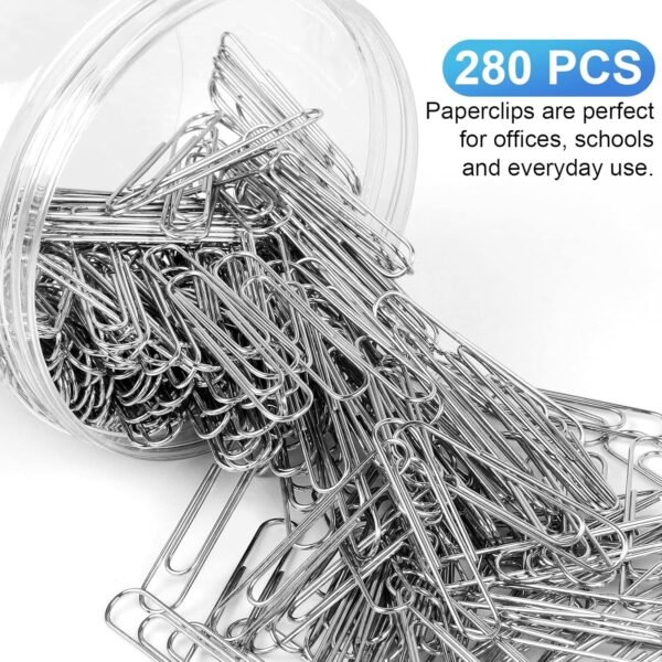 280 Pcs Large Paper Clips, 2 Inch Jumbo Silver Paperclips, Stainless Steel, for Office, School and Teacher Supplies