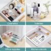 25 PCS Clear Plastic Drawer Organizer Set, 4 Sizes Desk Drawer Divider Organizers and Storage Bins for Makeup, Jewelry, Gadgets for Kitchen, Bedroom, Bathroom, Office