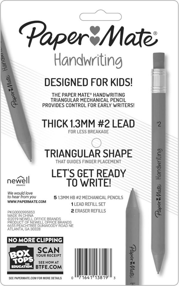 Paper Mate Handwriting Triangular Mechanical Pencil Set with Lead & Eraser Refills 1.3mm School Supplies Office Supplies Sketching Pencils Drafting Pencil Fun Barrel Colors 8 Count