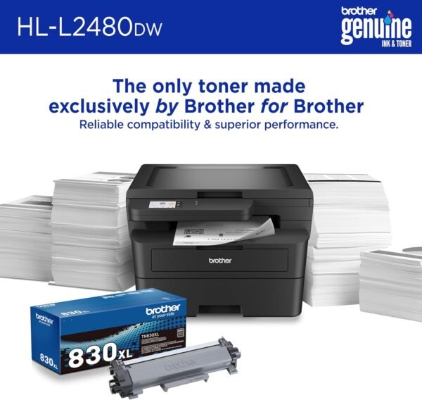 811vgMh4MhL._AC_SL1500_.jpg Brother HL-L2480DW Wireless Compact Monochrome Multi-Function Laser Printer with Copy and Scan, Duplex, Mobile, Black & White | Includes Refresh Subscription Trial(1), Amazon Dash Replenishment Ready