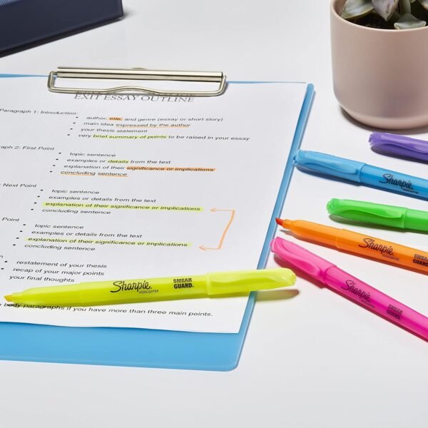Sharpie Pocket Style Highlighters, Chisel Tip, Assorted Fluorescent, 12 Count - Quick Dry, Perfect For Studying, Note-Taking, School, College, Office, Student & Teacher Supplies