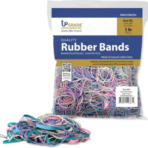 Upgrade Office Supply Rubber Bands, Assorted Size and Light Color, 1 lb, USA