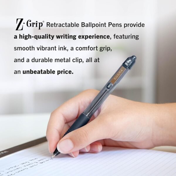 Zebra Pen Z-Grip Retractable Ballpoint Pen, Medium Point, Black Ink, Model Number 22218, 18-Pack (22218)