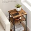 VASAGLE Side Table, Small End Table, Tall Nightstand for Living Room, Bedroom, Office, Bathroom, Rustic Brown and Classic Black ULET273B01