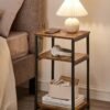 VASAGLE Side Table, Small End Table, Tall Nightstand for Living Room, Bedroom, Office, Bathroom, Rustic Brown and Classic Black ULET273B01