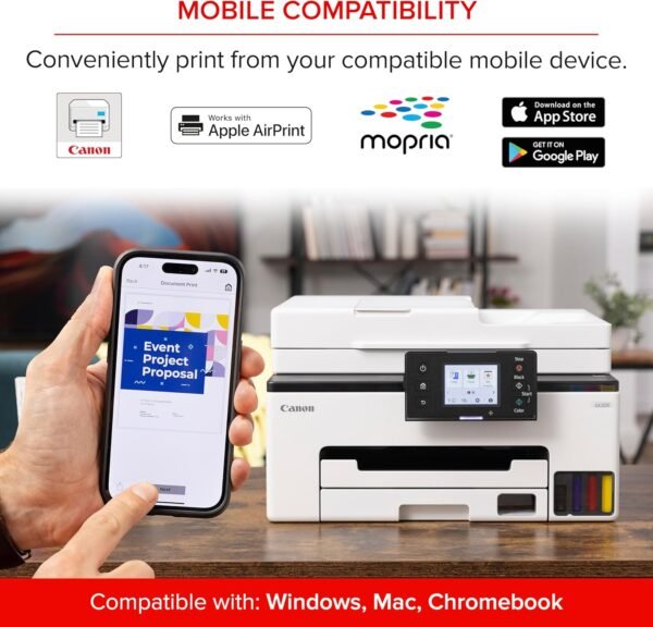 Canon Megatank GX2020 All-in-One Wireless Supertank [Megatank] Printer | Print, Copy and Scan| Mobile Printing |2.7" LCD Color Touchscreen | Auto Document Feeder and Auto Duplex Printing