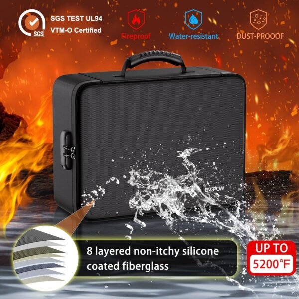 ENGPOW File Organizer Bag with 13 Pocket Accordion File Folder, Fireproof Document Organizer with Lock& Labels,Multi-Layer Portable Home Travel Safe Storage Box for Important Documents,Files and More