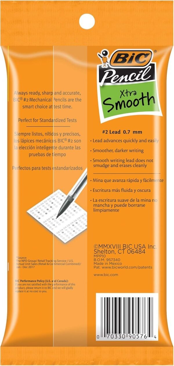 BIC Xtra-Life Mechanical Pencil, Clear Barrel, Medium Point (0.7mm), 10-Count, Packaging May Vary