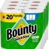 Bounty Quick Size Paper Towels, White, 8 Family Rolls = 20 Regular Rolls (Packaging May Vary)