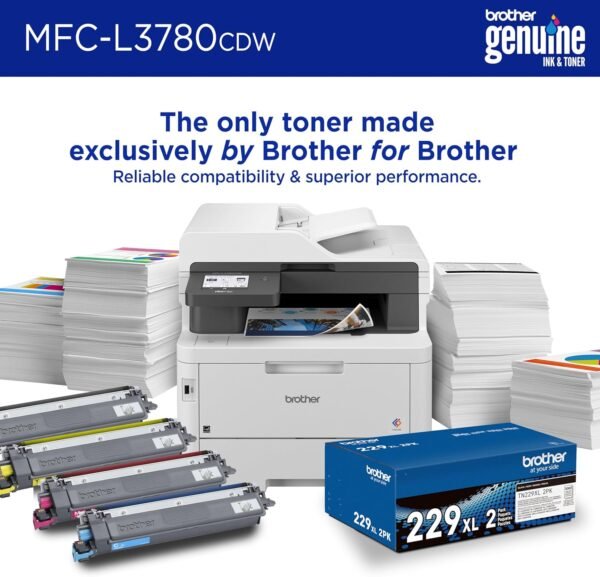 Brother MFC-L3780CDW Wireless Digital Color All-in-One Printer with Laser Quality Output, Single Pass Duplex Copy & Scan | Includes 4 Month Refresh Subscription Trial ¹ Amazon Dash Replenishment Ready