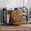 SEDETA 44" File Cabinet, Filing Cabinet fits Legal/Letter Size, 2 Drawer File Cabinets for Home Office with Lock, Power Strip, 6 Storage Shelves, Rustic Brown