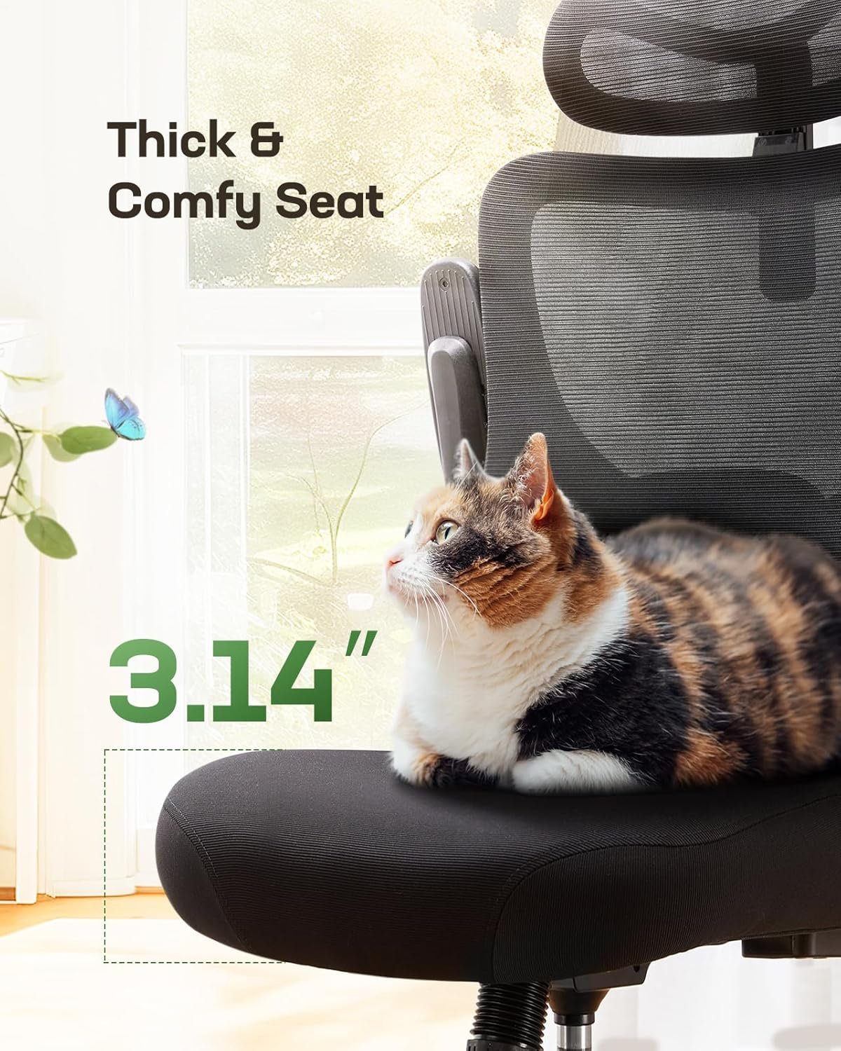 Marsail Ergonomic Office Chair Office Computer Desk Chair with High Back Mesh and Adjustable Lumbar Support Rolling Work Swivel Task Chairs with Wheel 3D Armrests and Headrest - Image 6