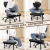 Cross Legged Office Meditation Chair with Wheels - Adjustable Height Yoga Kneeling Chair with Lumbar Support - Black
