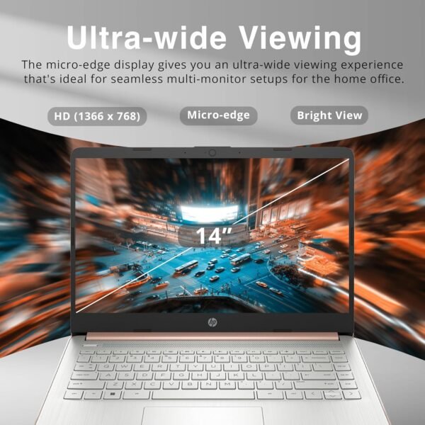 81Iz-Xd6zUL._AC_SL1500_.jpg HP Premium Stream 14" HD BrightView Laptop, Intel Celeron N4120, 16GB RAM, 64GB eMMC Storage, HD Webcam, UHD Graphics, 1 Year Office 365, Bluetooth, WiFi, HDMI, Win 11s, Gold, 32GB Hotface USB Card
