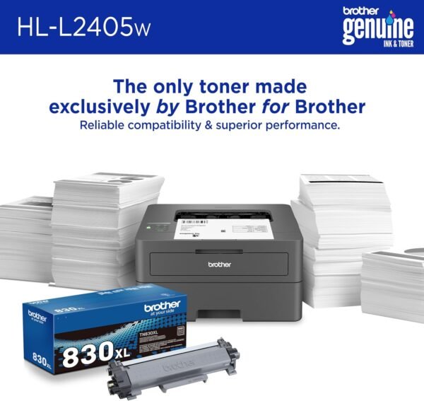 81JOhCwMt3L._AC_SL1500_.jpg Brother HL-L2405W Wireless Compact Monochrome Laser Printer with Mobile Printing, Black & White Output | Includes Refresh Subscription Trial(1), Amazon Dash Replenishment Ready