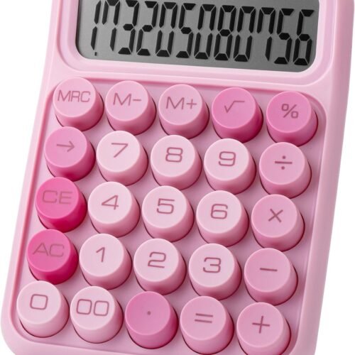 Mr. Pen Mechanical Switch Calculator - 12 Digit Large LCD Display, Pink with Big Buttons