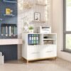 Tribesigns Lateral File Cabinet with Drawer, White Filing Cabinet with Adjustable Hanging Rod for Letter/Letter/A4 Size Files, 35.4" Wood Modern Printer Stand with Open Storage Spaces for Home Office