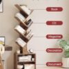 SUNMORY 6 Tier Tree Bookshelf, Small Bookcase with Storage Cabinet, Modern Tall Narrow Bookshelves Organizer, Floor Standing Book Shelf for Bedroom/Living Room/Home Office/Corner, Rustic Brown