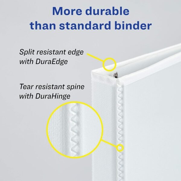 Avery Durable View 3 Ring Binder for Home, School Supplies, Office, or Organization Needs, 0.5" Slant Ring, 1 Pack White Binder (17002)