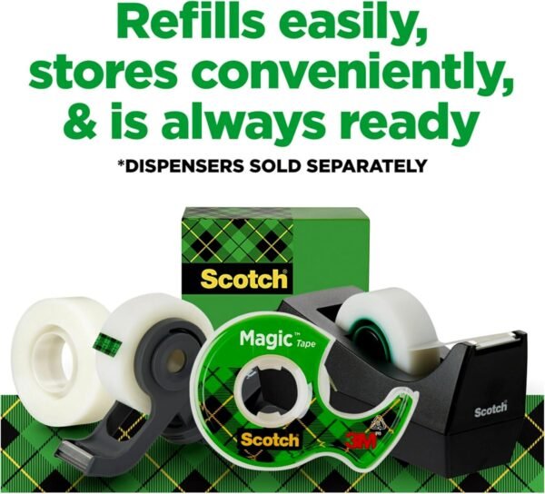 Scotch Magic Tape, Invisible, Home Office Supplies and Back to School Supplies for College and Classrooms, 12 Rolls