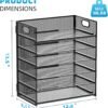 Marbrasse 6 Tier Paper Organizer Letter Tray - Mesh Desk File Organizer with Handle, Paper Sorter Organizer for Letter/A4 Office File Folder Holder - Black