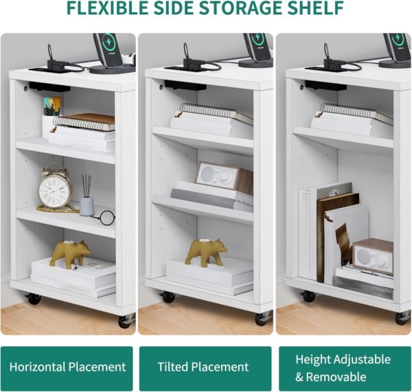 YITAHOME File Cabinet with Charging Station, Mobile Lateral Filing Cabinet with Lock for Home Office, Printer Stand with Open Storage Shelf, Fits A4, Letter, Legal Size Files, Office Furniture, White