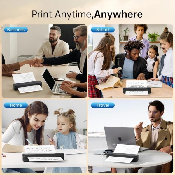 iDPRT Portable Thermal Printer, 300DPI Inkless-Bluetooth Small Mobile Printers Wireless for Travel, Office, Vehicles, Home Use, Supports 8.5" x 11" US Letter, A4 A5, Compatible with iOS, Android, PC