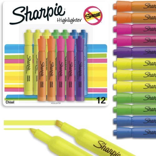 81QU63xua7L._AC_SL1500_.jpg Sharpie Tank Style Highlighters Chisel Tip Fluorescent Highlighter Marker Set Office And Teacher Supplies Assorted 12 Count