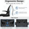 Primy Drafting Chair Tall Office Chair with Flip-up Armrests Executive Ergonomic Computer Standing Desk Chair with Lumbar Support and Adjustable Footrest Ring (Black)