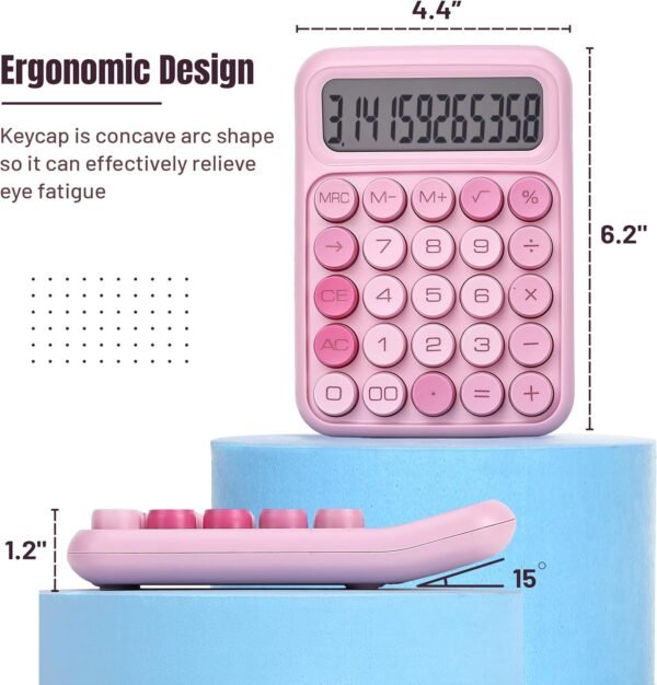 Mr. Pen Mechanical Switch Calculator - 12 Digit Large LCD Display, Pink with Big Buttons