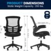Flash Furniture Kelista Mid-Back Swivel Office Chair with Adjustable Seat Height, Ergonomic Mesh Desk Chair with Flip-Up Armrests, Black