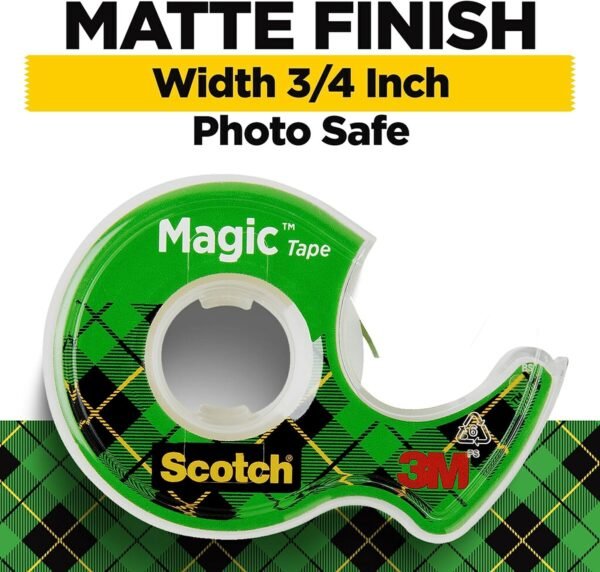 Scotch Magic Tape, Invisible, Home Office Supplies and Back to School Supplies for College and Classrooms, 4 Rolls with 4 Dispensers