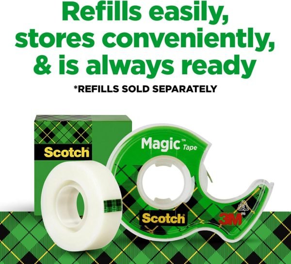 Scotch Magic Tape, 3 Dispensered Rolls, Numerous Applications, Invisible, Clear Tape Engineered for Repairing, 3/4 x 300 Inches