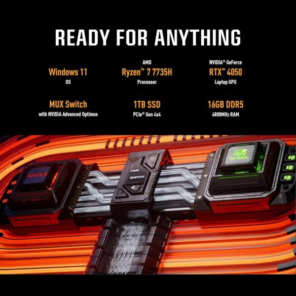 81TkWz72fCL._AC_SL1500_.jpg ASUS TUF Gaming A17 (2023) Gaming Laptop, 17.3” FHD 144Hz Display, GeForce RTX 4050, AMD Ryzen 7 7735HS, 16GB DDR5, 1TB PCIe 4.0 SSD, Wi-Fi 6, Windows 11, FA707NU-DS74,Mecha Gray