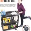 Stand Steady Tubstr 3 Shelf Utility Cart Supports Up to 375 lbs - Heavy-Duty Plastic Service Push Cart with Deep Shelves and 5" Casters, for Offices, Warehouse Storage, Garage (Black, 32 x 18 x 51)