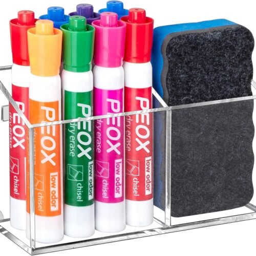 BEYGORM Magnetic Dry Erase Marker Holder for Whiteboard,Non-slip Acrylic Magnet Pen Holder for Fridge Refrigerator,Locker Organizer for Work,Locker Accessories,Pencil Cup for Desk,Marker Organizer