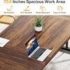 Tribesigns 70.8-Inch Executive Desk, Large Computer Office Desk Workstation, Modern Simple Style Laptop Desk Study Writing Table Business Furniture for Home Office (Brown/Black, 70.8 Inch)