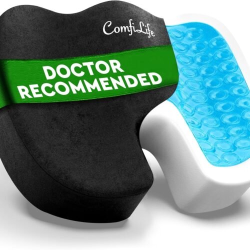 ComfiLife Premium Gel & Memory Foam Seat Cushion – Doctor Recommended Office Chair Cushion, Car Seat Cushion – Chair Cushions for Back & Sciatica Pain Relief – Seat Cushions for Office & Desk (Black)
