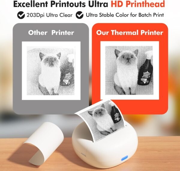 81ZE0M34m-L._AC_SL1500_.jpg Sticker Printer, Mini Thermal Printer with 5 Rolls Paper ,Inkless Photo Maker for School Supplies & DIY Projects,Bluetooth Connection Portable Sticker Maker for Labels, Photos, and Notes (White)