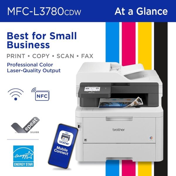 Brother MFC-L3780CDW Wireless Digital Color All-in-One Printer with Laser Quality Output, Single Pass Duplex Copy & Scan | Includes 4 Month Refresh Subscription Trial ¹ Amazon Dash Replenishment Ready