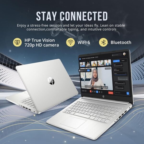 HP Stream 14" HD BrightView Laptop, Intel Celeron N4120, 16GB RAM, 256GB Storage (128GB eMMC + 128GB USB Card), Intel UHD Graphics, HD Camera, Fast Charge, 1 Year Office 365, Win 11 S, Silver