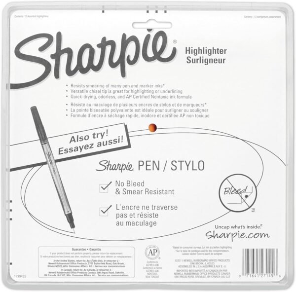 Sharpie Pocket Style Highlighters, Chisel Tip, Assorted Fluorescent, 12 Count - Quick Dry, Perfect For Studying, Note-Taking, School, College, Office, Student & Teacher Supplies