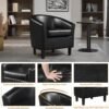 Yaheetech Barrel Chairs Set of 2, Faux Leather Club Armchairs, PU Leather Accent Chairs with Soft Padded Seat for Living Room Bedroom Waiting Reading Room, Black