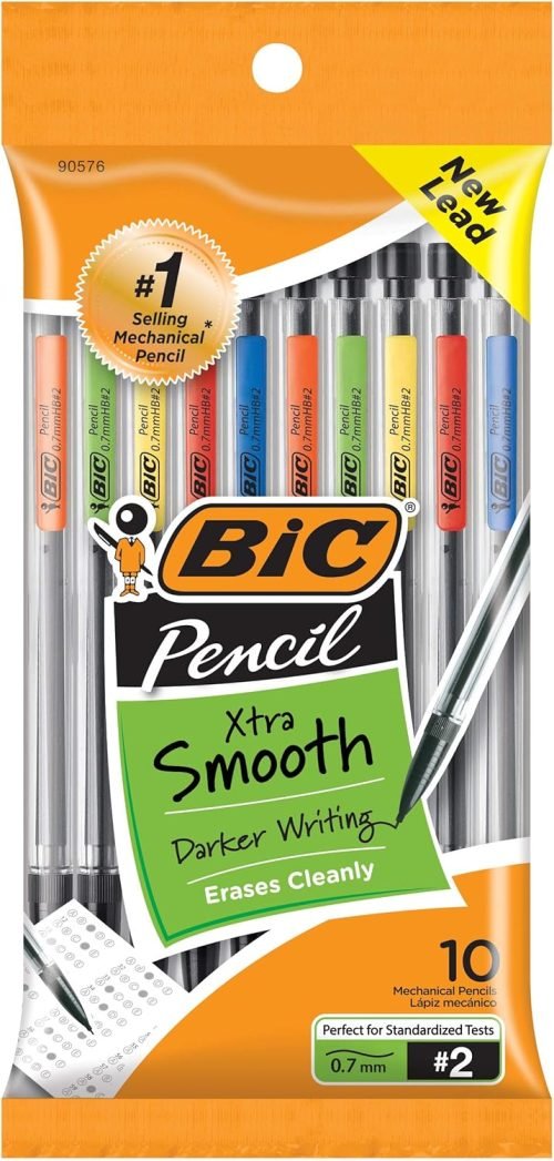 BIC Xtra-Life Mechanical Pencil, Clear Barrel, Medium Point (0.7mm), 10-Count, Packaging May Vary