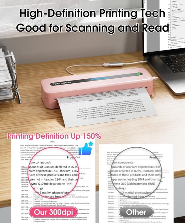 Phomemo Portable Printers Wireless for Travel,M832 Thermal Inkless Bluetooth Mobile Printer Support 8.5'' x 11'' US Letter,Compatible with Phone & Laptop for Home,Office,Travel,with 1 Case