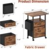 2 Drawer File Cabinet with 24'' Extended Desktop, Mobile Filing Cabinet, Rolling File Cabinet with Side Bag, Fabric Drawer, Fits A4/Letter Size, Printer Stand Home Office, Light Brown