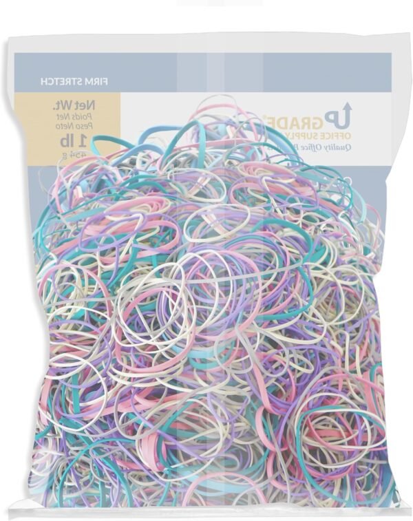 Upgrade Office Supply Rubber Bands, Assorted Size and Light Color, 1 lb, USA