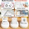 Sticker Printer, Mini Thermal Printer with 5 Rolls Paper ,Inkless Photo Maker for School Supplies & DIY Projects,Bluetooth Connection Portable Sticker Maker for Labels, Photos, and Notes (White)